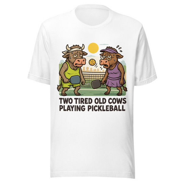 Two Tired Old Cows Playing Pickle Ball Graphic Tee — Designed by @censoredsupply