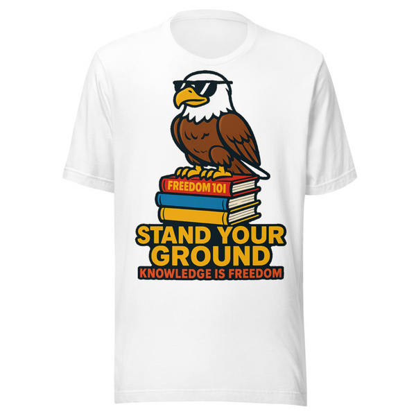 An Eagle Wearing Sunglasses Perched On a Stack of Books Graphic Tee — Designed by @censoredsupply