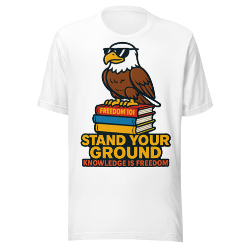 An Eagle Wearing Sunglasses Perched On a Stack of Books Graphic Tee — Designed by @censoredsupply