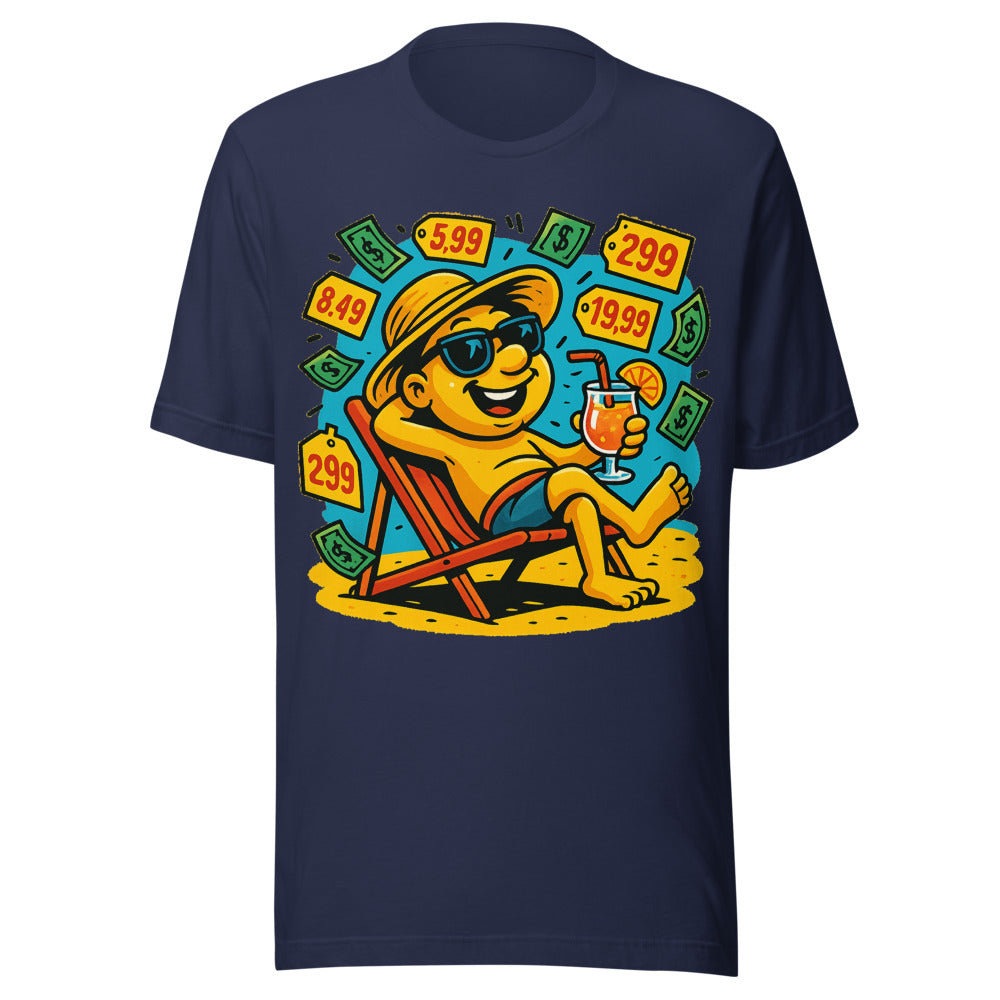 A Carefree Character Surrounded By Floating Dollar Bills and Graphic Tee — Designed by @censoredsupply