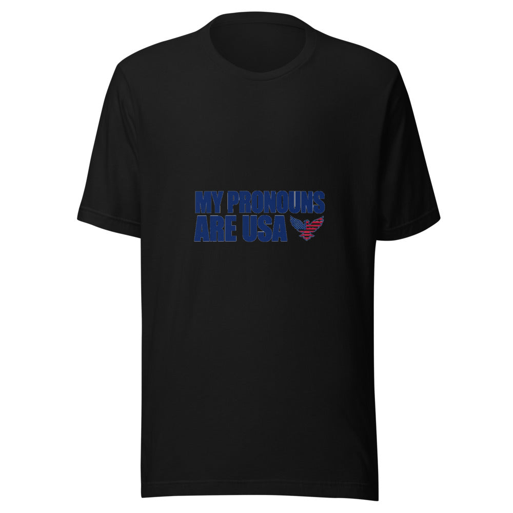 My Pronouns Are USA Patriotic Eagle Graphic Tee — Designed by @censoredsupply