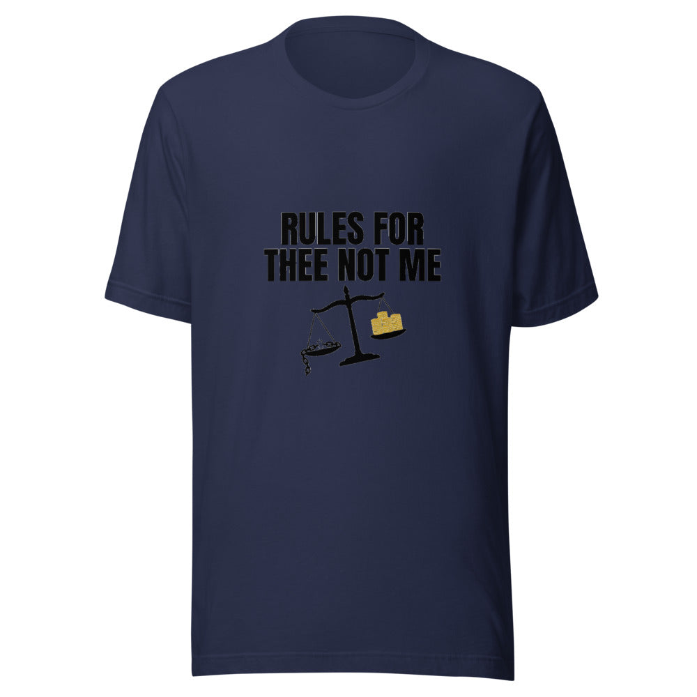 Rules for Thee Not Me Justice Scale Graphic Tee — Designed by @censoredsupply