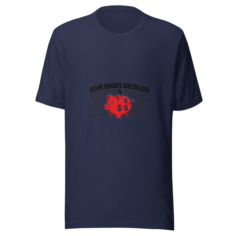 Secure Borders Save Dollars Piggy Bank Graphic Tee — Designed by @censoredsupply