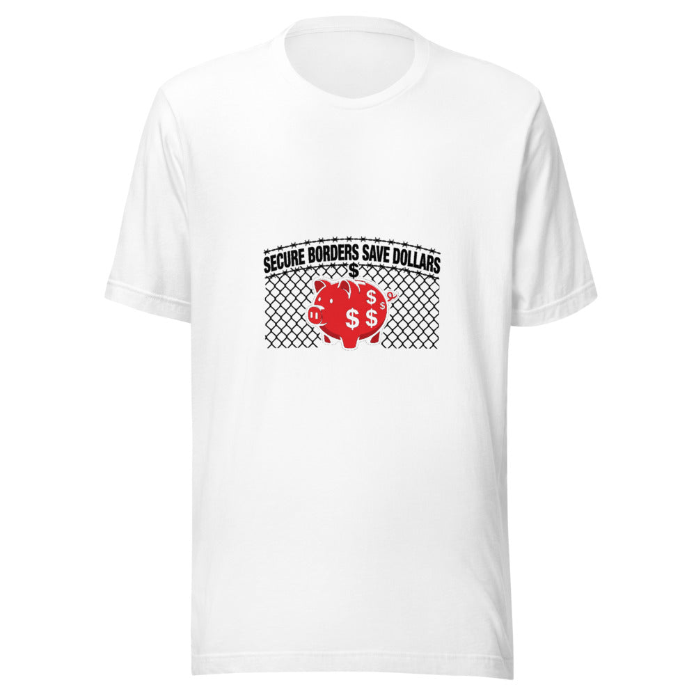 Secure Borders Save Dollars Piggy Bank Graphic Tee — Designed by @censoredsupply