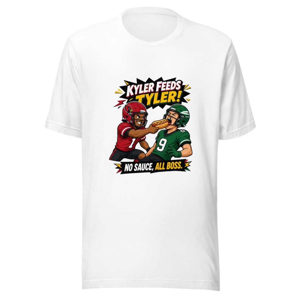 Football Hot Dog Feeding Graphic Tee — Designed by @censoredsupply