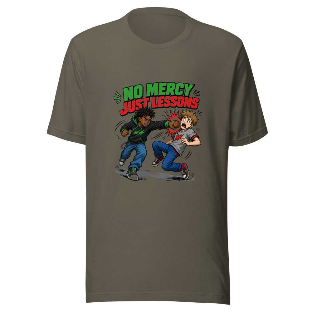 No Mercy Just Lessons Fight Graphic Tee — Designed by @censoredsupply