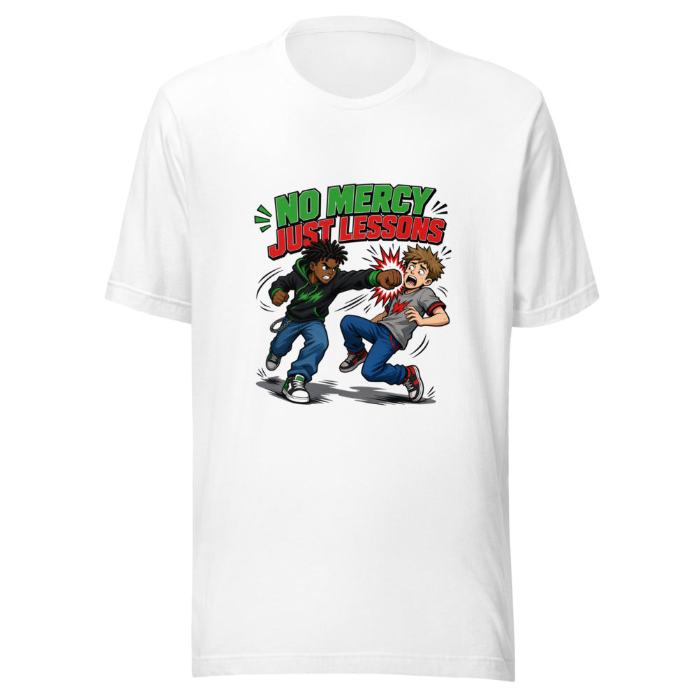 No Mercy Just Lessons Fight Graphic Tee — Designed by @censoredsupply