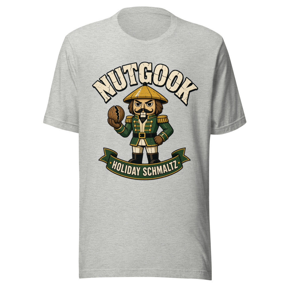 Nutgook Nutcracker Holding Walnut Holiday Graphic Tee — Designed by @censoredsupply