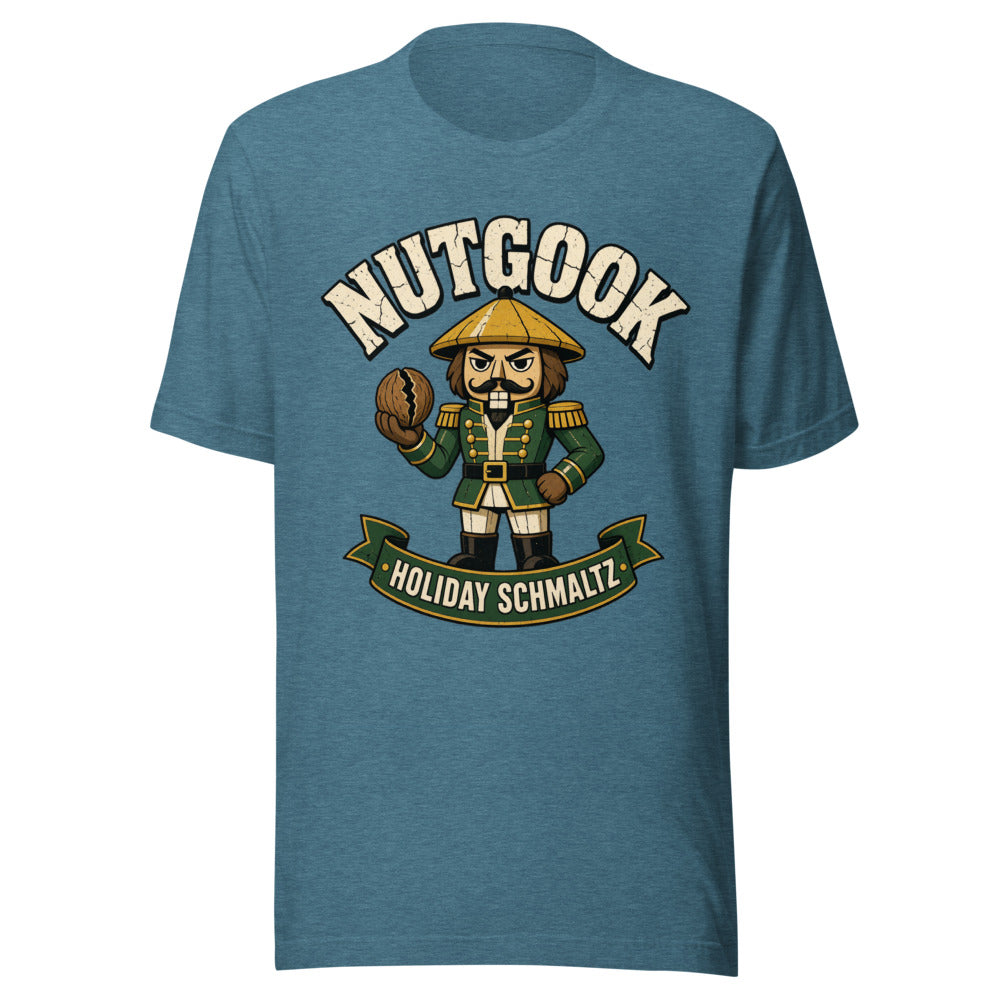 Nutgook Nutcracker Holding Walnut Holiday Graphic Tee — Designed by @censoredsupply
