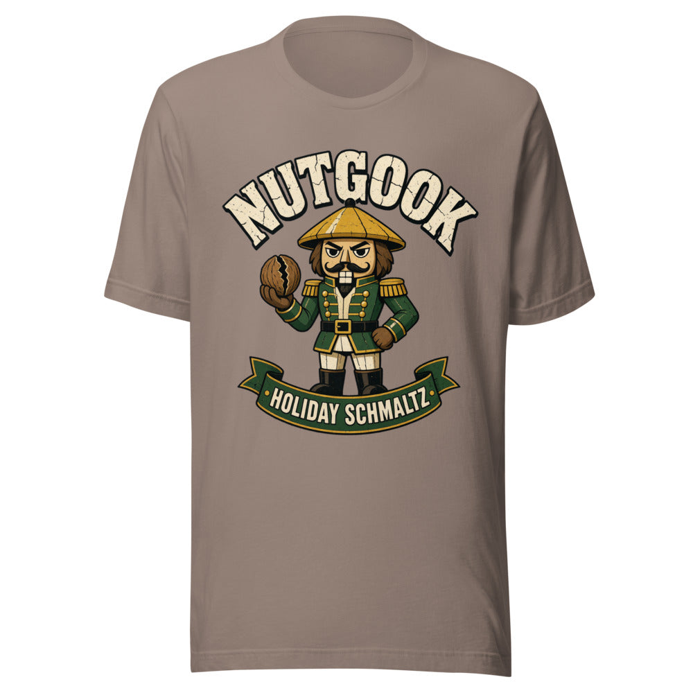 Nutgook Nutcracker Holding Walnut Holiday Graphic Tee — Designed by @censoredsupply
