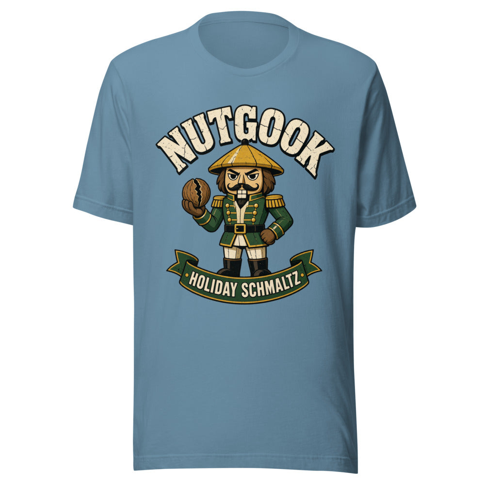 Nutgook Nutcracker Holding Walnut Holiday Graphic Tee — Designed by @censoredsupply