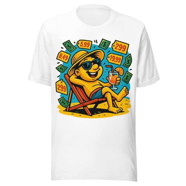 A Carefree Character Surrounded By Floating Dollar Bills and Graphic Tee — Designed by @censoredsupply