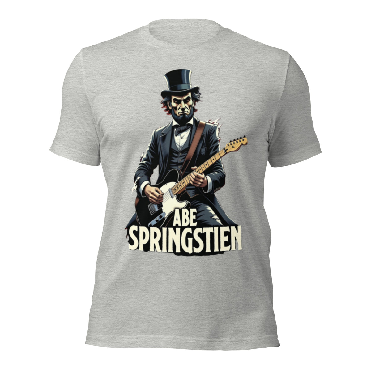 Abe Springstien T-Shirt | Abraham Lincoln Bruce Springsteen Parody Tee | Funny President Rock Star Guitar Meme Graphic Shirt Unisex — color option 5