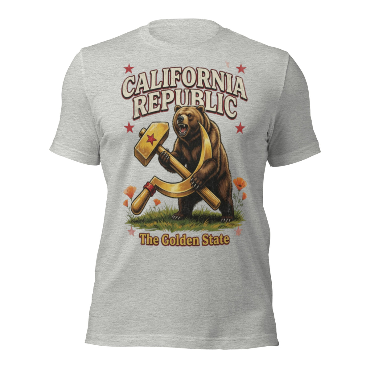 California Republic Bear Hammer & Sickle T-Shirt - Funny Golden State Tee — color option 5