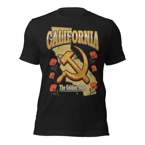 California The Golden State Hammer & Sickle Map T-Shirt - Communist Parody Tee