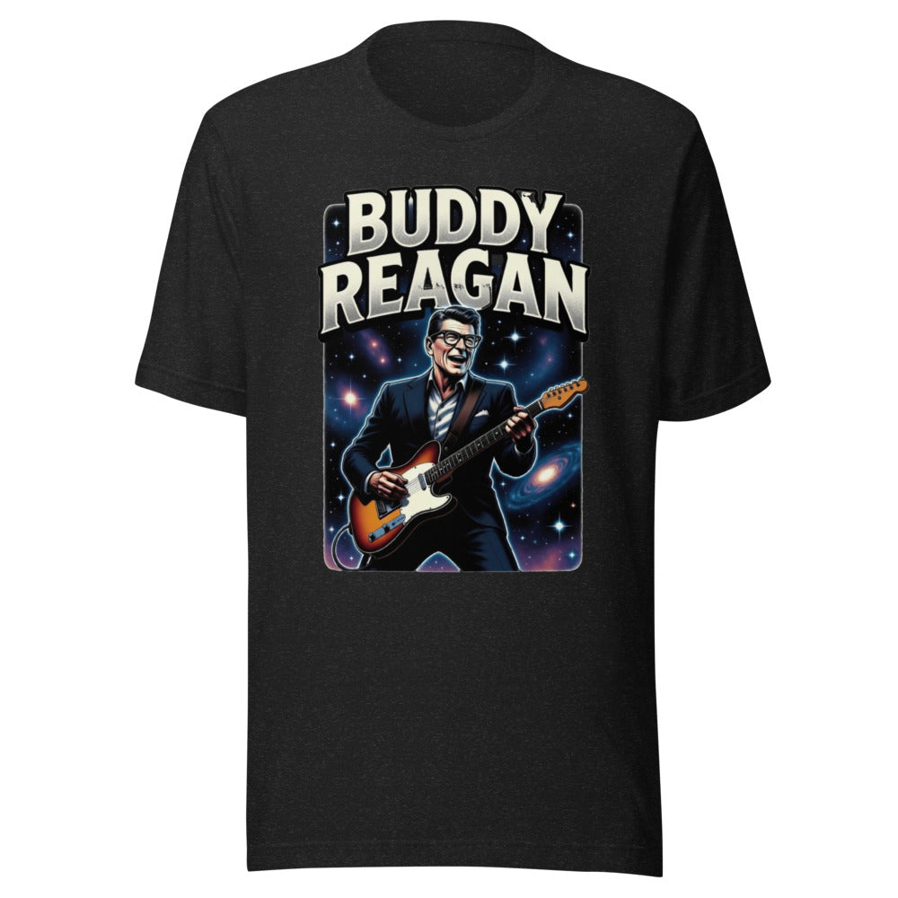 Buddy Reagan: Rockin' Out with Sarcasm - Unisex Cotton Tee — Designed by @censoredsupply