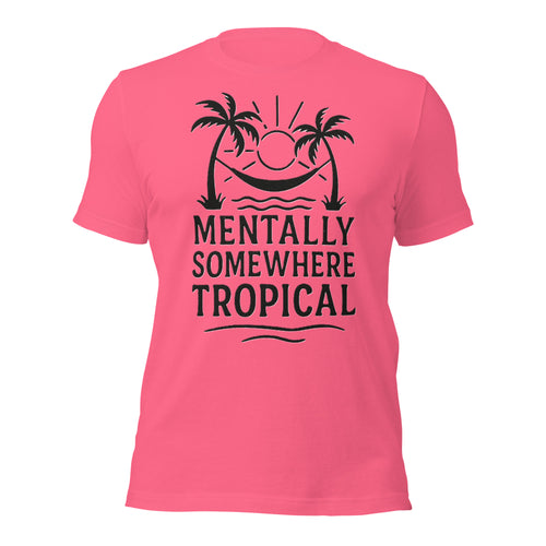 Mentally Somewhere Tropical Hammock Palm Trees Beach Tee