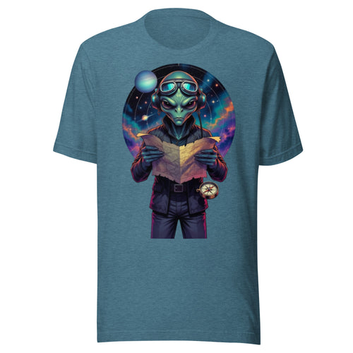 Cosmic Alien Reading Book T-Shirt - Psychedelic Galaxy Tee