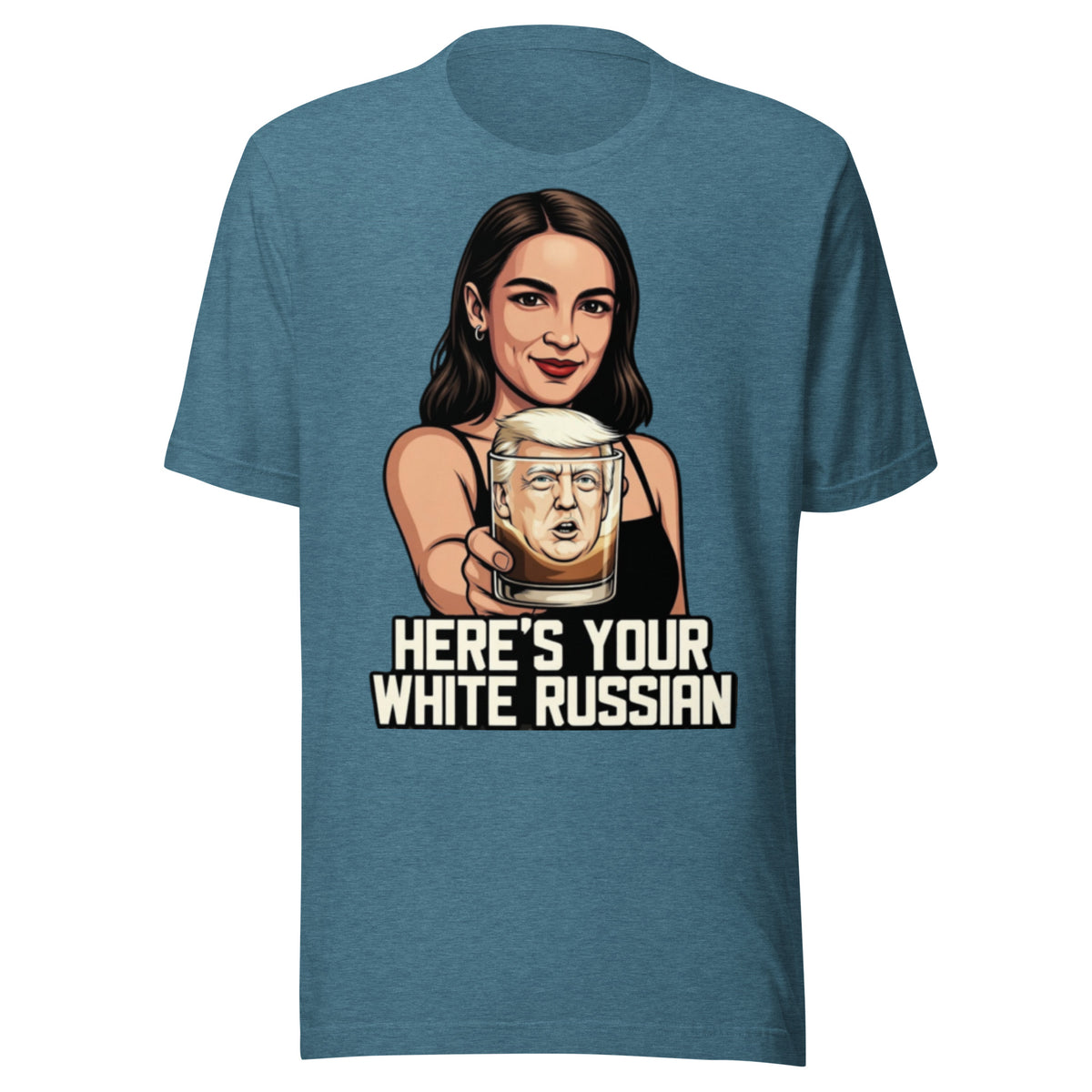 AOC White Russian Trump Head Funny Parody Bartender T-Shirt — color option 3