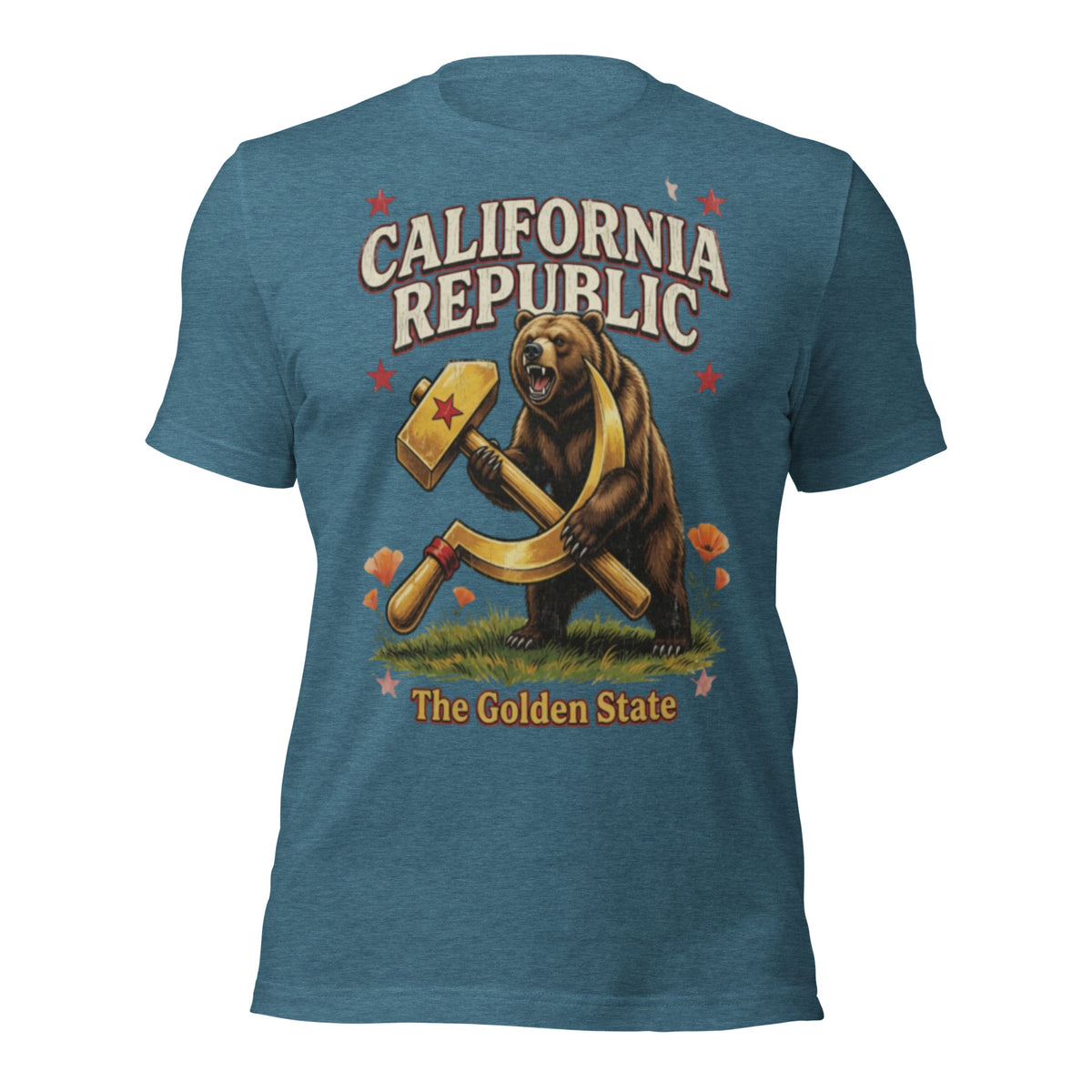 California Republic Bear Hammer & Sickle T-Shirt - Funny Golden State Tee — color option 2