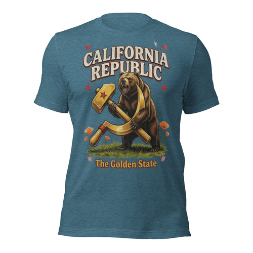 California Republic Bear Hammer & Sickle T-Shirt - Funny Golden State Tee — color option 2