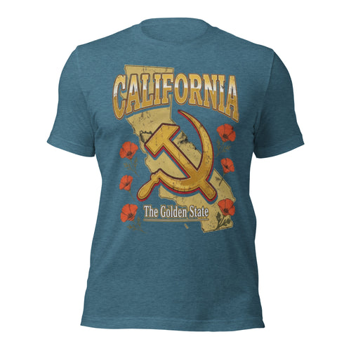 California The Golden State Hammer & Sickle Map T-Shirt - Communist Parody Tee — color option 2