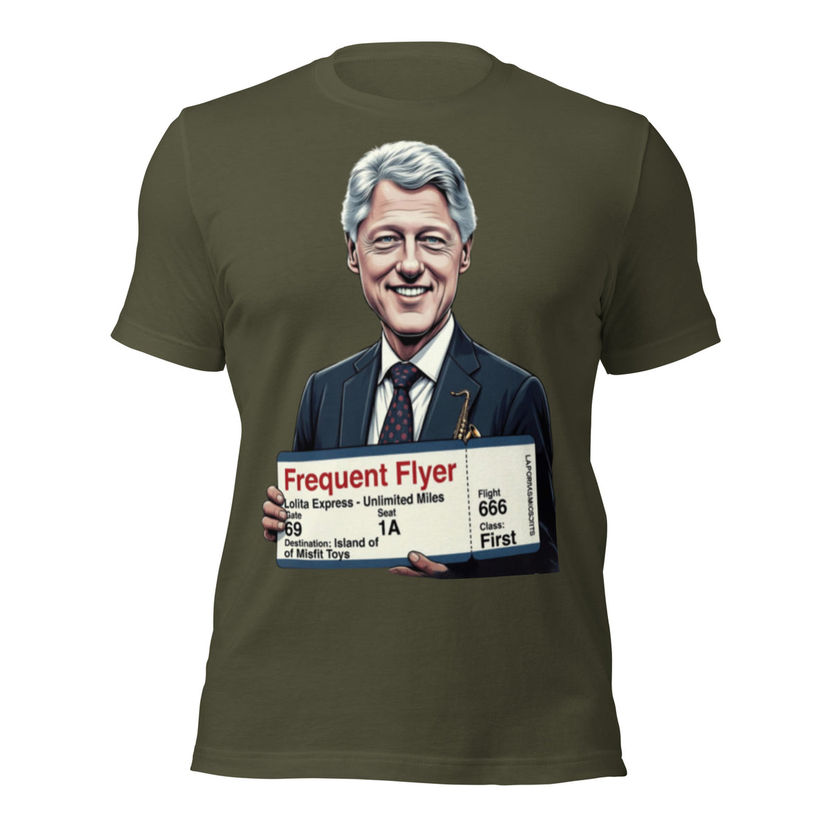 Bill Clinton Frequent Flyer Lolita Express Meme T-Shirt — color option 4