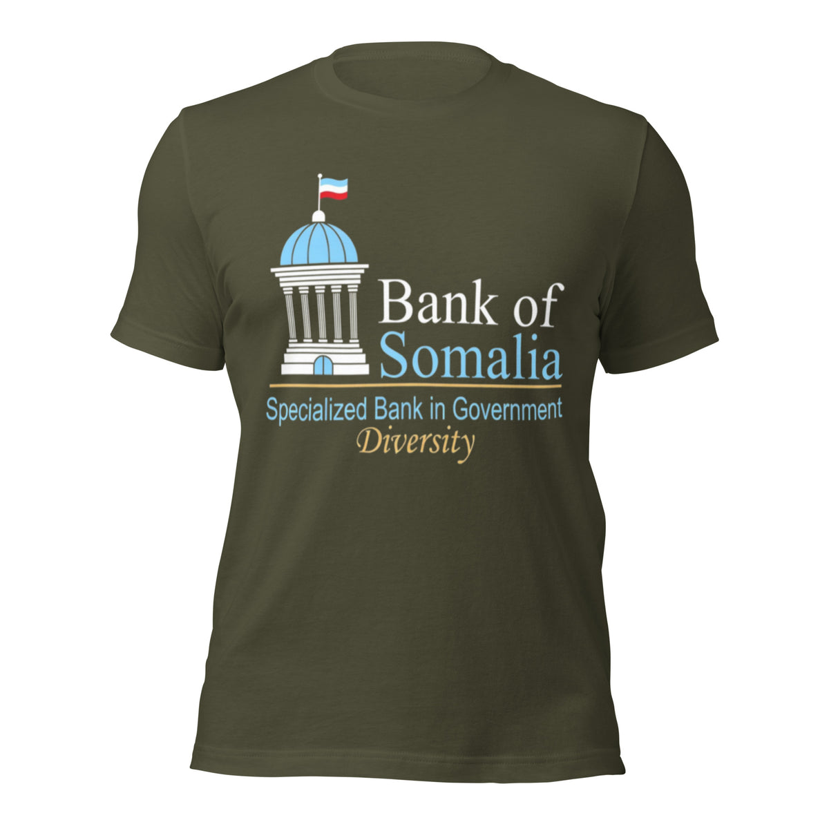Bank of Somalia Diversity T-Shirt | Specialized Bank in Government Satire Tee | Funny Political Meme Graphic Shirt Unisex — color option 3