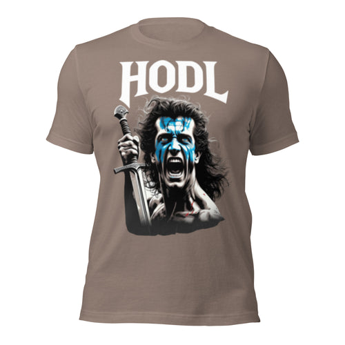 HODL Braveheart Mel Gibson Parody T-Shirt - Crypto Warrior Bitcoin Meme Tee