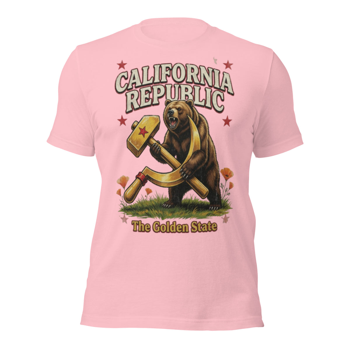 California Republic Bear Hammer & Sickle T-Shirt - Funny Golden State Tee — color option 4