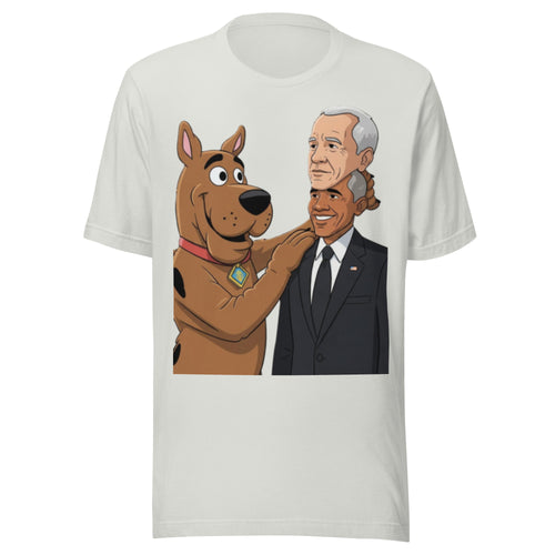 Scooby Doo Unmasking Biden Obama T-Shirt | Funny Political Meme Parody Tee | Biden Under Obama Mask Scooby Doo Graphic Shirt Unisex