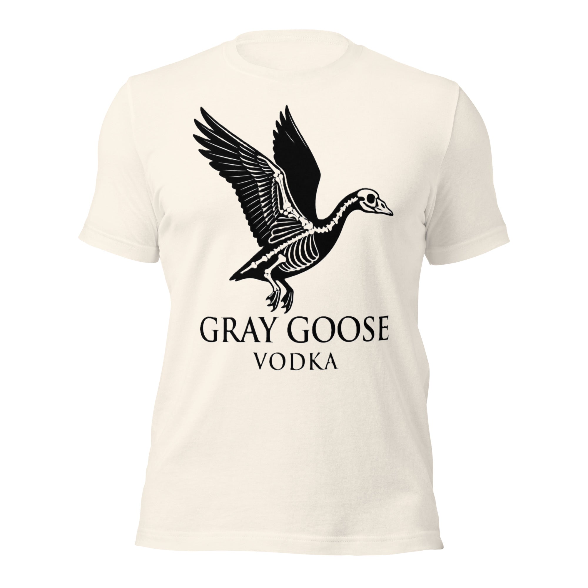 Gray Goose Vodka Skeleton Goose T-Shirt | Funny Flying Bones Parody Graphic Tee | Dark Humor Vodka Meme Shirt Unisex — color option 5