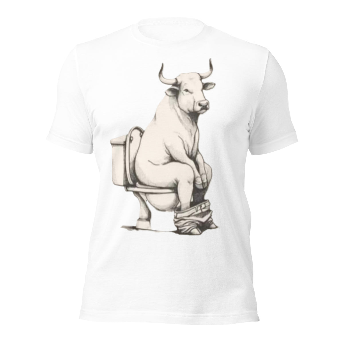 Bull Taking a Shit Funny T-Shirt - Bullshit Pun Meme Tee — color option 2