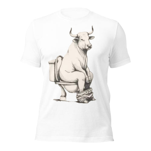 Bull Taking a Shit Funny T-Shirt - Bullshit Pun Meme Tee — color option 2