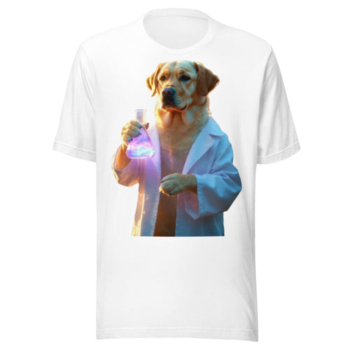 Labrador Scientist Lab Coat Beaker Funny Dog Pun T-Shirt