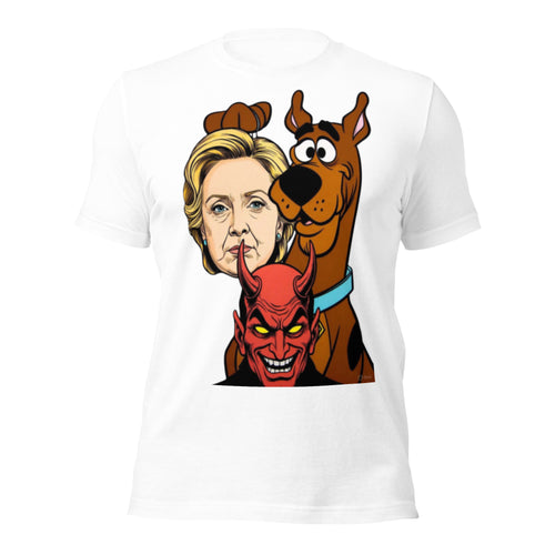 Hillary Clinton Scooby Doo Devil T-Shirt | Hillary as Scooby-Doo Demon Funny Conspiracy Parody Tee | Anti-Clinton Meme Graphic Shirt Unisex