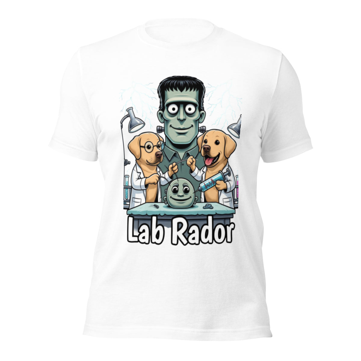 Lab Rador Frankenstein Labrador Scientist T-Shirt - Funny Dog Pun Shirt — color option 6