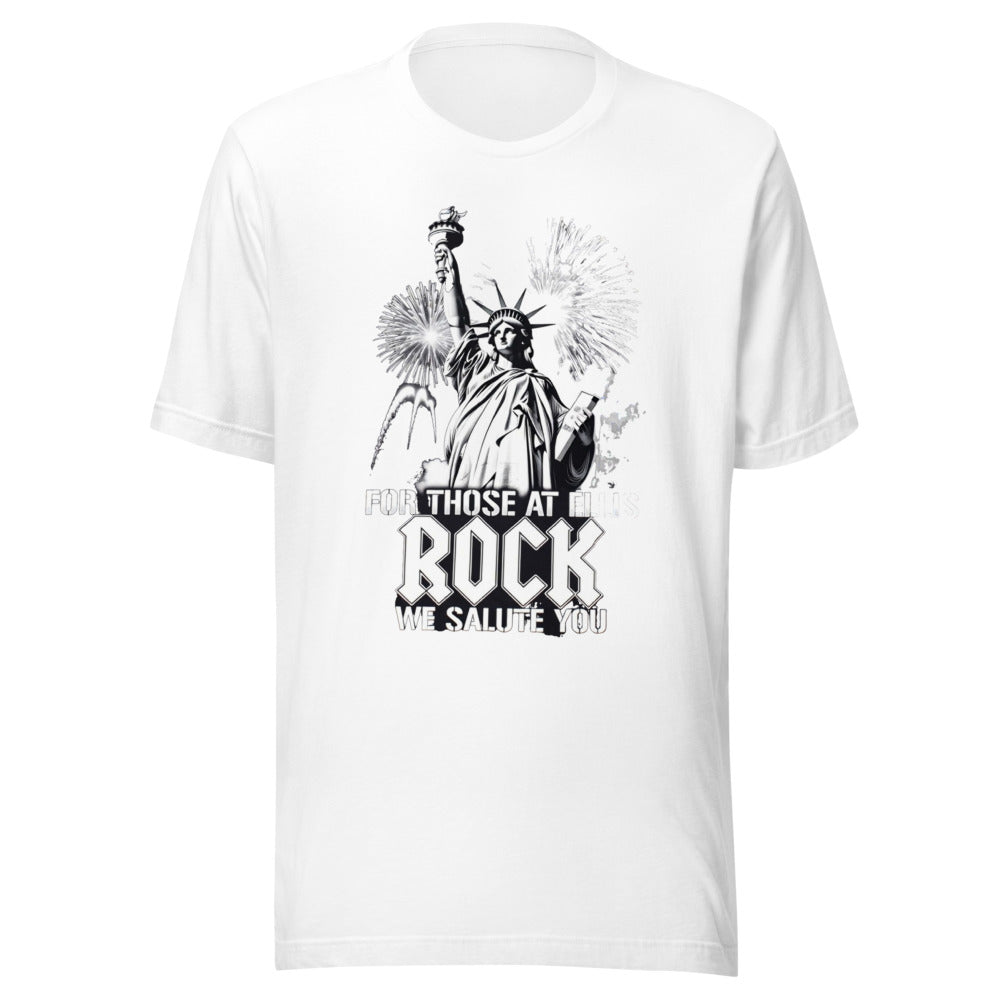 Ellis Rock: Statues, Fireworks, and Sarcasm - Premium Tee — Designed by @censoredsupply
