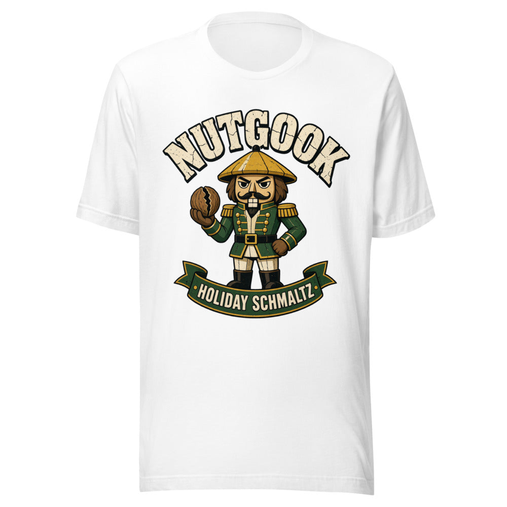 Nutgook Nutcracker Holding Walnut Holiday Graphic Tee — Designed by @censoredsupply — color option 6