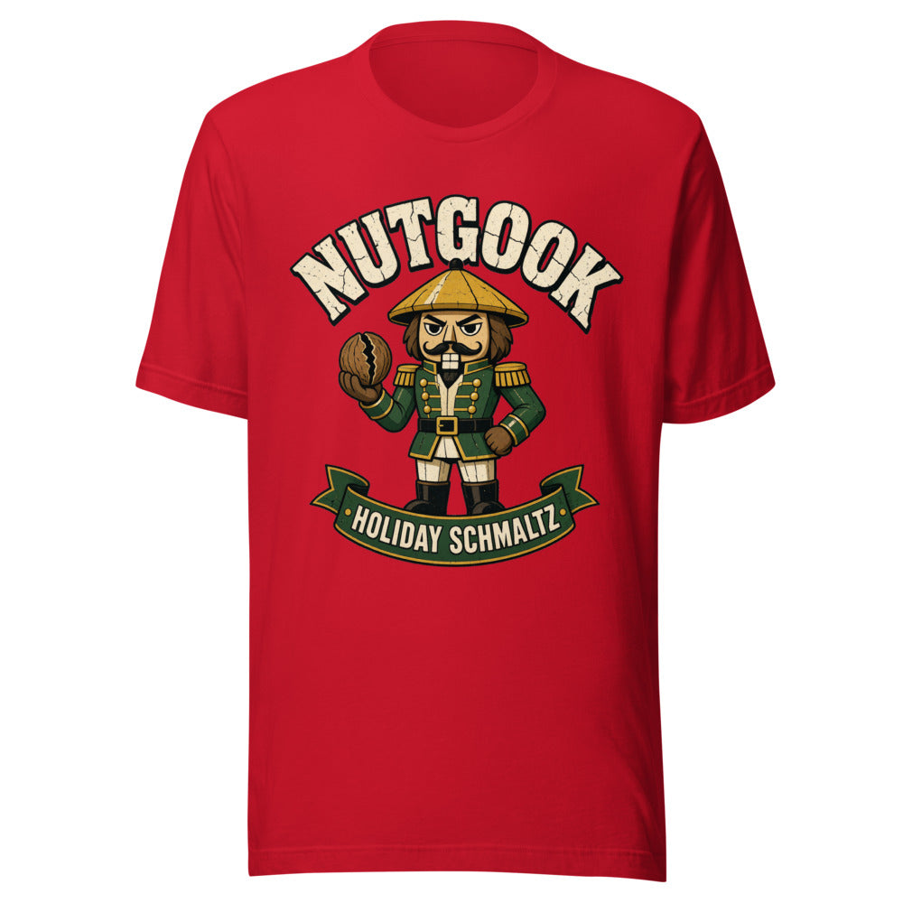 Nutgook Nutcracker Holding Walnut Holiday Graphic Tee — Designed by @censoredsupply — color option 8